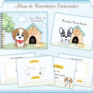 livro recordacoes bebe cachorrinhos arquivo digital scrapbook 3