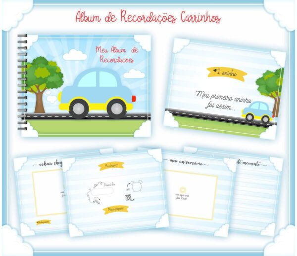 Livro Recordações Bebê Carrinhos - Arquivo Digital