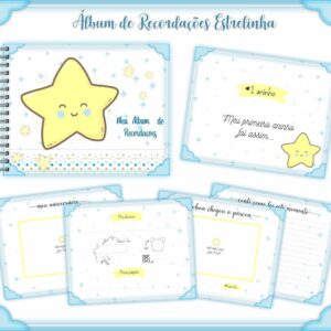 livro recordacoes bebe estrelinha menina arquivo digital anotacoes