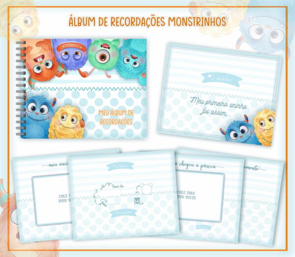 Livro Recordações Bebê Monstrinhos - Arquivo Digital