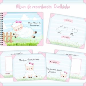 livro recordacoes bebe ovelhinha menina arquivo digital encadernacao