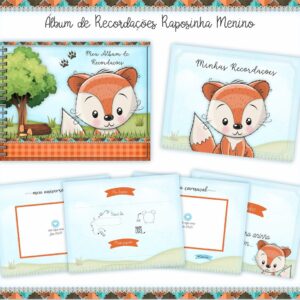 livro recordacoes bebe raposinho menino arquivo digital encadernacao