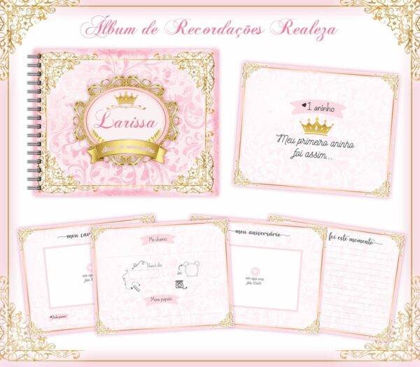Livro Recordações Bebê Realeza Menina - Arquivo Digital