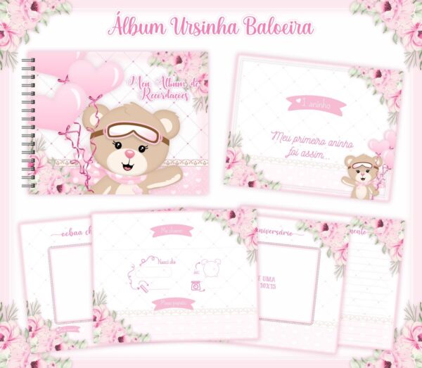 Livro Recordações Bebê Ursinha Baloeira - Arquivo Digital