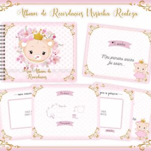 livro recordacoes bebe ursinha realeza arquivo digital personalizacao
