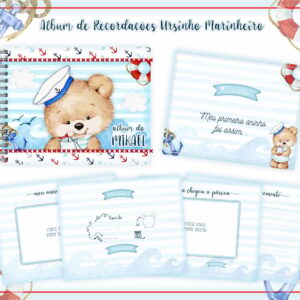 livro recordacoes bebe ursinho marinheiro arquivo digital livro de recordacoes