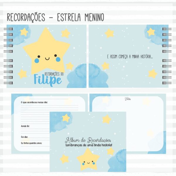Livro Recordações do Bebê Estrela Menino - Arquivo Digital