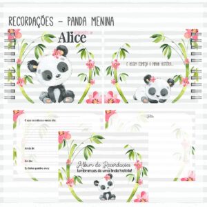 livro recordacoes do bebe panda menina cut arquivo digital anotacoes