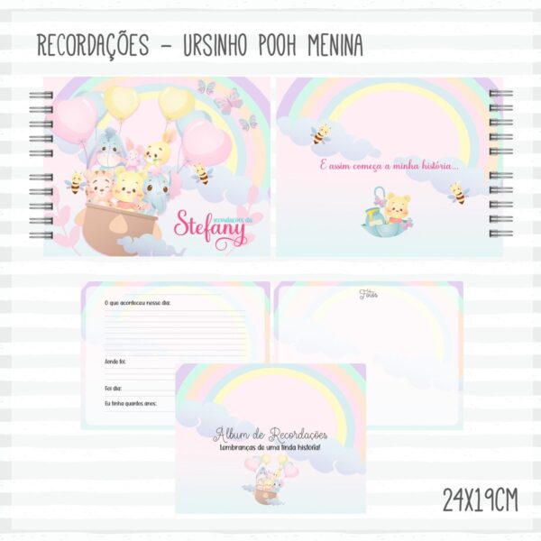 Livro Recordações do Bebê Pooh Menina - Arquivo Digital