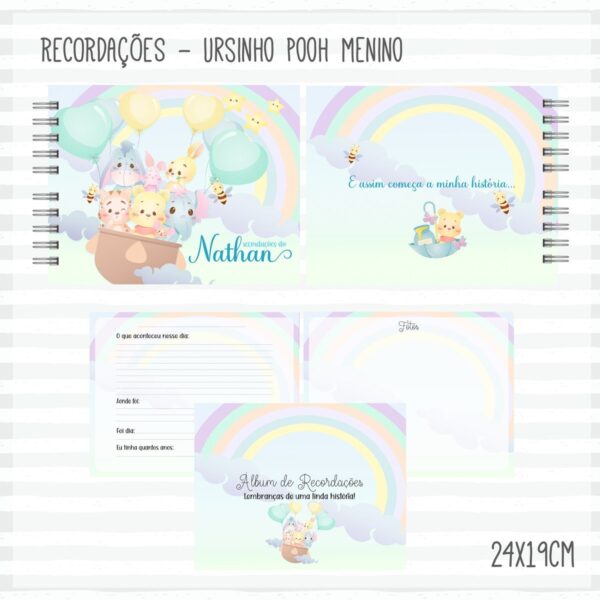 Livro Recordações do Bebê Pooh Menino - Arquivo Digital