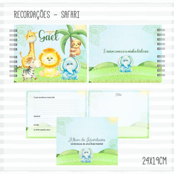 Livro Recordações do Bebê Safari Menino - Arquivo Digital