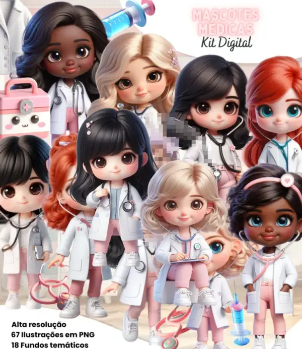 Mascotes Femininas Da Medicina Em Png Para Design