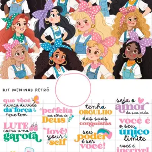 Meninas Retro Pacote Completo Para Papelaria Digital Vintage 2