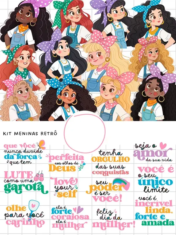 Meninas Retro Pacote Completo Para Papelaria Digital Vintage 2