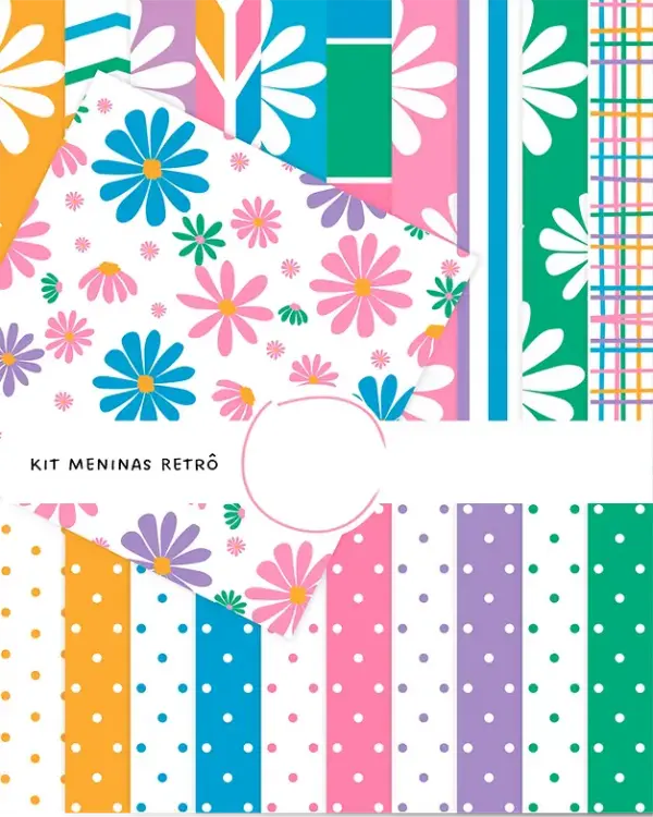 Meninas Retro Pacote Completo Para Papelaria Digital Vintage