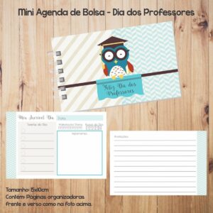 mini agenda de bolsa dia dos professores arq digital encadernacao
