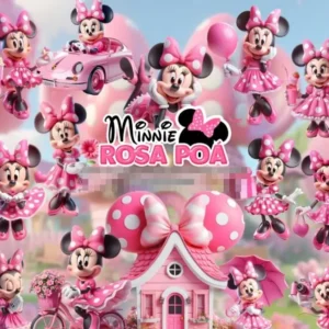 Minnie Rosa e Poá: Kit Digital Completíssimo em PNG