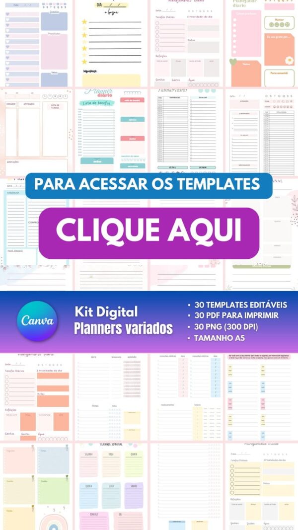 Miolos Planners Variados Canva - Arquivo Digital