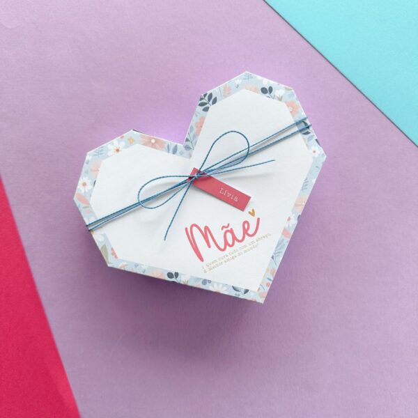 Modelo Caixa Coração Dia das Mães Papelaria Personalizada