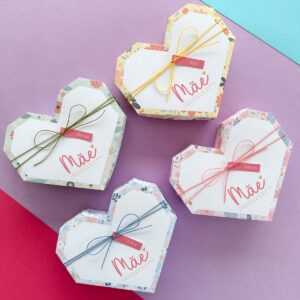 Modelo Caixa Coração Dia das Mães Papelaria Personalizada