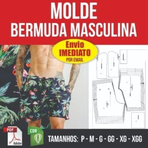 Molde Bermuda Masculina - P Ao Xgg Em Pdf E Corel - Digital