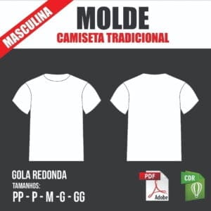 Molde Camiseta Tradicional Masculina, Gola Redonda