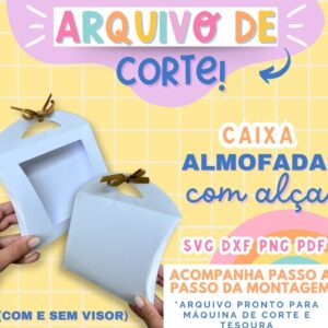 molde limpo caixa almofada com alca arquivo digital arquivo de corte sacola molde