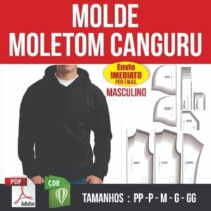 Molde Roupas Moletom Canguru C/ Capuz - Modelagem Digital