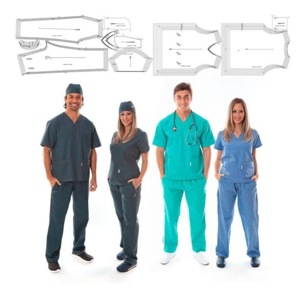 Molde Scrub Roupa Privativa Masc e Fem Arquivo PDF e CDR