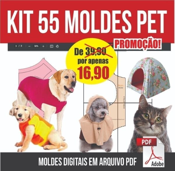 Moldes Roupas Pet Cães E Gatos 55 Modelos + Cirúrgica