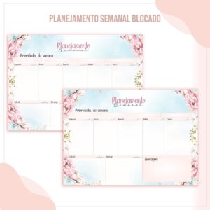organizador semanal floral arquivo digital arquivo digital