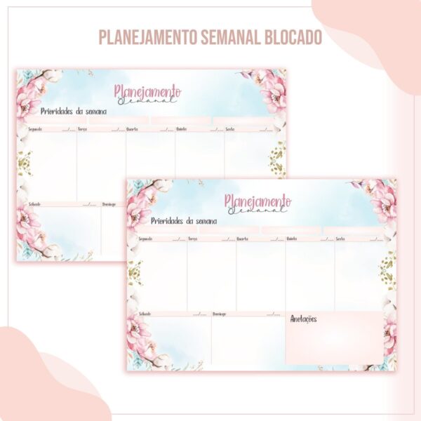 Organizador Semanal Floral - Arquivo Digital
