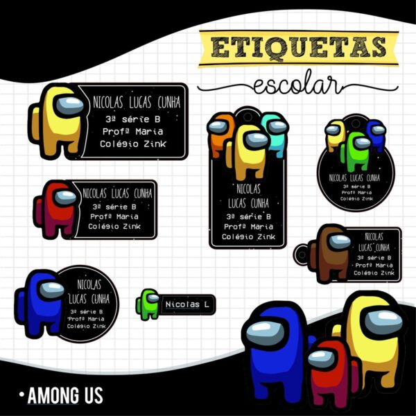 Pack 22 Etiquetas Escolares - Arquivo Digital - Imagem 2