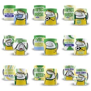 Pack 9 Artes Caneca Flork Torcedor Brasil Copa Qatar 2022