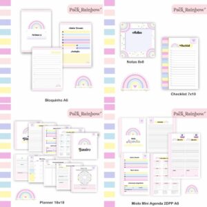 pack agenda e planner rainbow 2023 arquivo digital papel e scrapbook