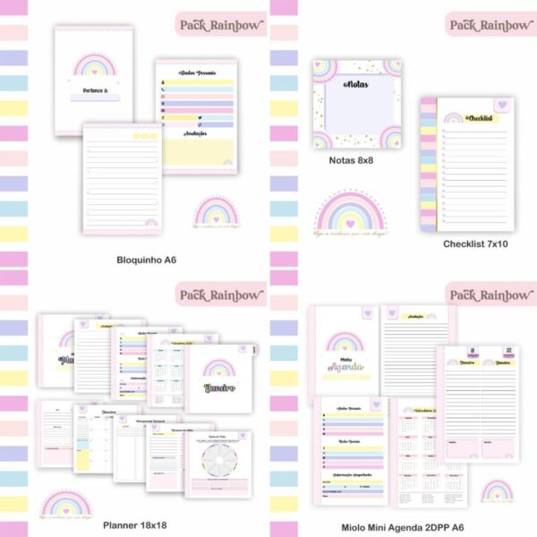 Pack Agenda e Planner Rainbow 2023 - Arquivo Digital