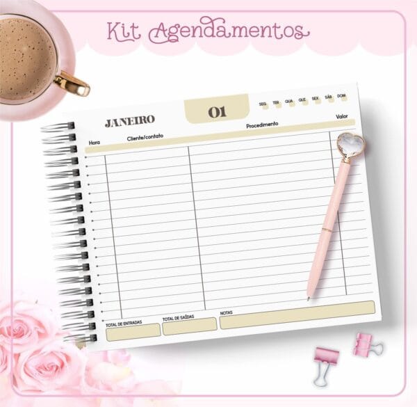 Pack Agendamentos Horizontal - Arquivo Digital