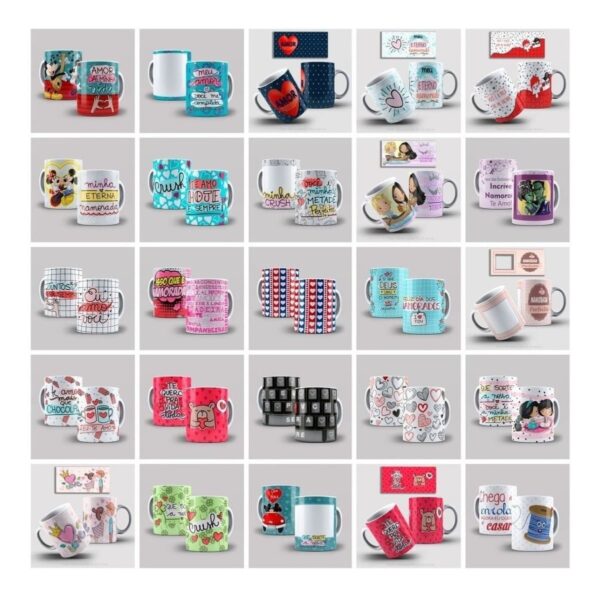 Pack Artes Caneca Dia Dos Namorados +500 Arquivos Sublimação