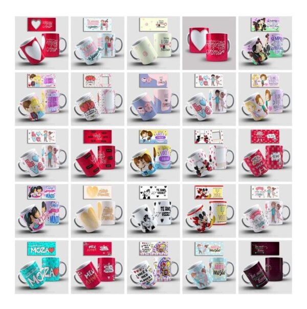 Pack Artes Caneca Dia Dos Namorados +500 Arquivos Sublimação