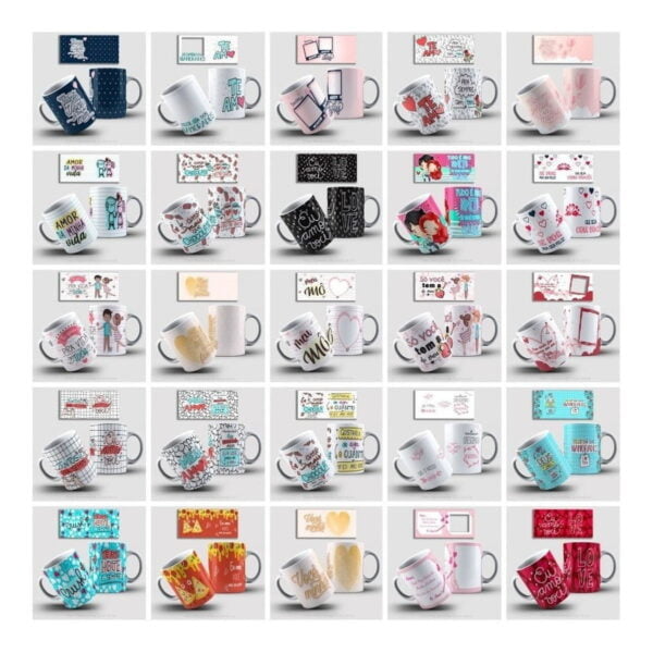 Pack Artes Caneca Dia Dos Namorados +500 Arquivos Sublimação