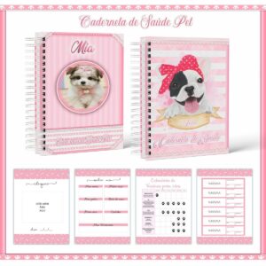 pack cadernetas vacinas pet femeas e machos papel e scrapbook