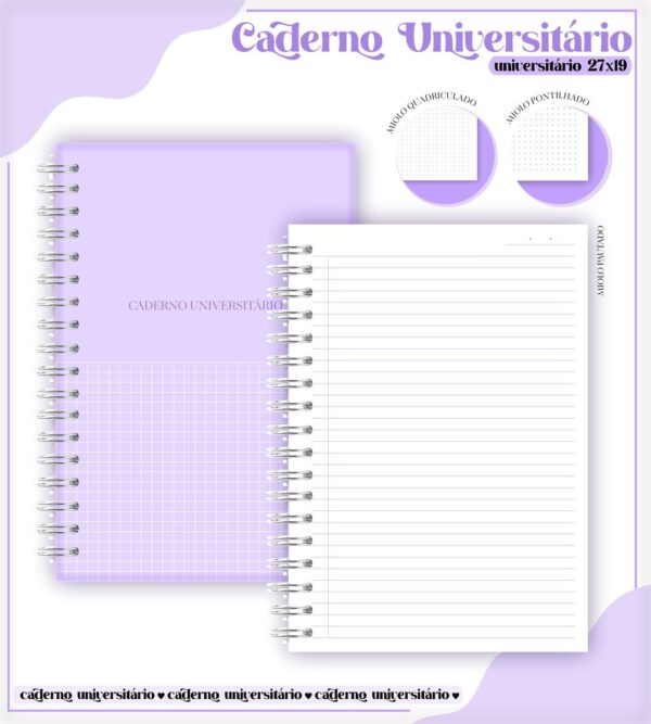 Pack Cadernos Universitários - Arquivos Encadernação - Imagem 2