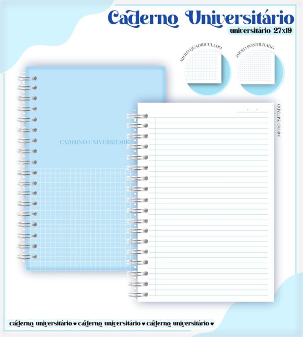 Pack Cadernos Universitários - Arquivos Encadernação - Imagem 3