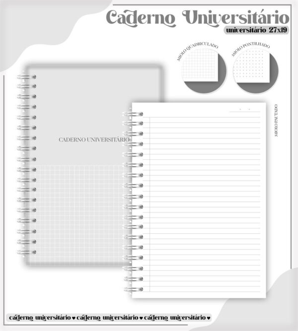 Pack Cadernos Universitários - Arquivos Encadernação - Imagem 5