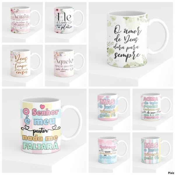 Pack Canecas Versículos Femininos - Arquivo Digital