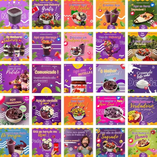 Pack Canva Acai Templates Editaveis 200 Artes Bonus