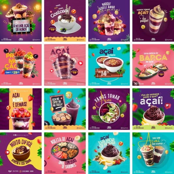 Pack Canva Acai Templates Editaveis 32 Artes Bonus