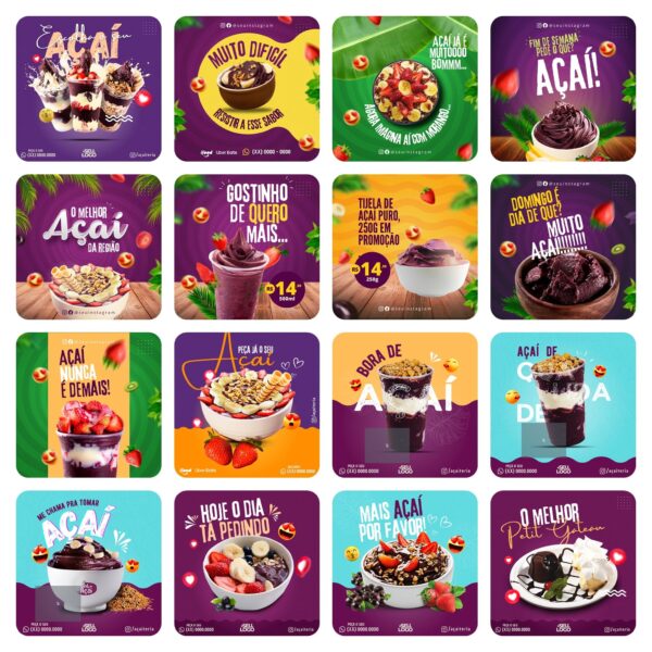Pack Canva Acai Templates Editaveis 65 Artes Bonus 2