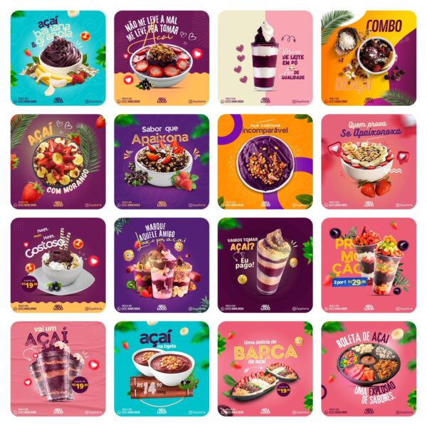 Pack Canva Acai Templates Editaveis 65 Artes Bonus