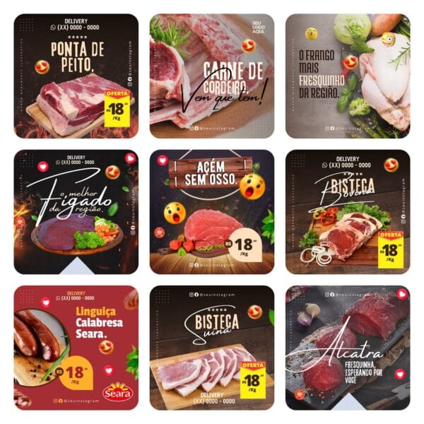 Pack Canva Acougue Templates Editaveis 40 Artes Bonus